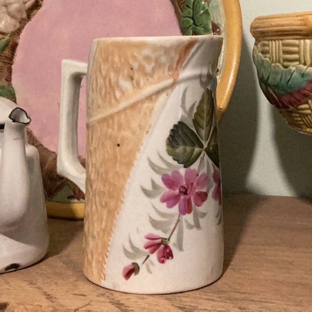 Shabby chic vintage small floral pitcher
